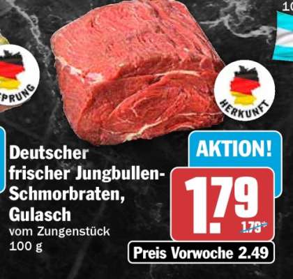 Deutscher frischer Jungbullen-Schmorbraten, Gulasch