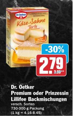 Dr. Oetker Premium oder Prinzessin Lillifee Backmischungen