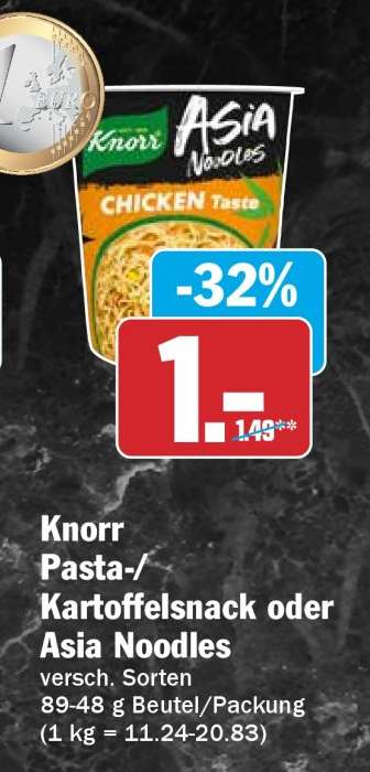 Knorr Pasta-/Kartoffelsnack oder Asia Noodles