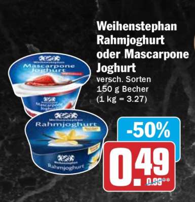 Weihenstephan Rahmjoghurt oder Mascarpone Joghurt