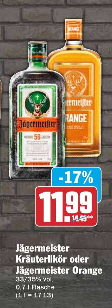 Jägermeister Kräuterlikör oder Jägermeister Orange