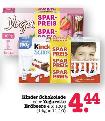 Kinder Schokolade oder Yogurette Erdbeere