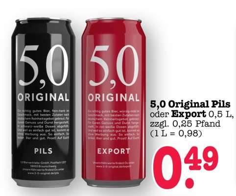 5,0 Original Pils oder Export