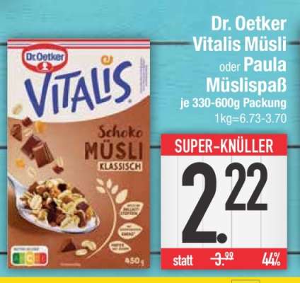 Dr. Oetker Vitalis Müsli oder Paula Müsli