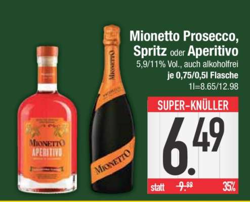 Mionetto Prosecco, Spritz oder Aperitivo