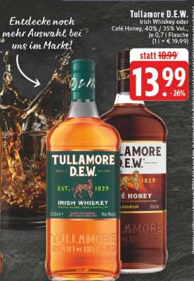 Tullamore D.E.W. Irish Whiskey oder Café Honey