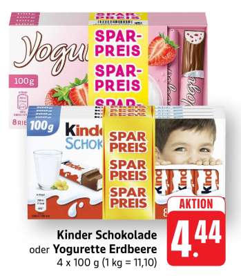 Kinder Schokolade oder Yogurette Erdbeere