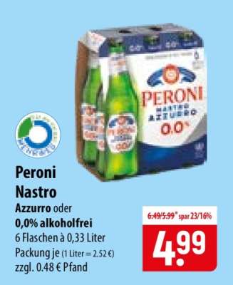Peroni Nastro Azzurro oder 0,0% alkoholfrei