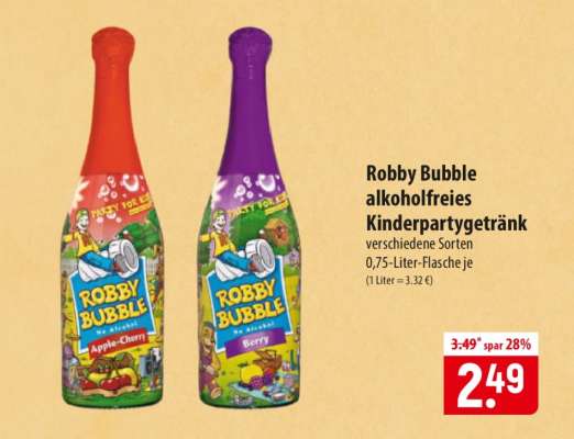 Robby Bubble alkoholfreies Kinderpartygetränk