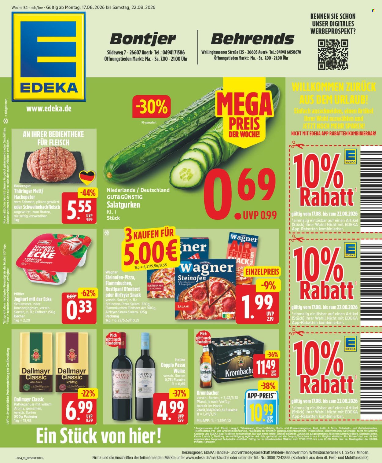 Edeka Prospekte  - 17.08.2026 - 22.08.2026. Seite 1