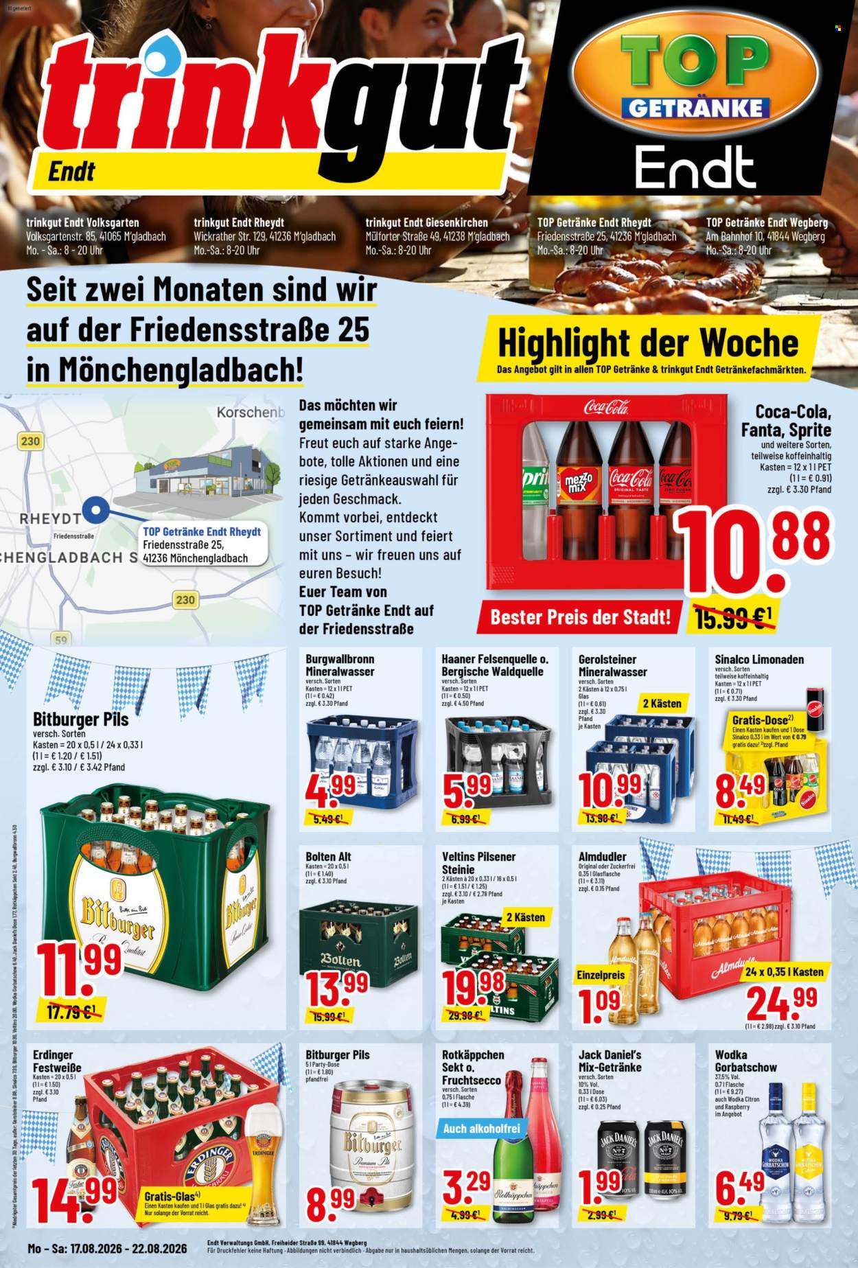 Edeka Getränkemarkt Prospekte  - 17.08.2026 - 22.08.2026. Seite 1