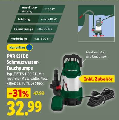 PARKSIDE Schmutzwasser-Tauchpumpe