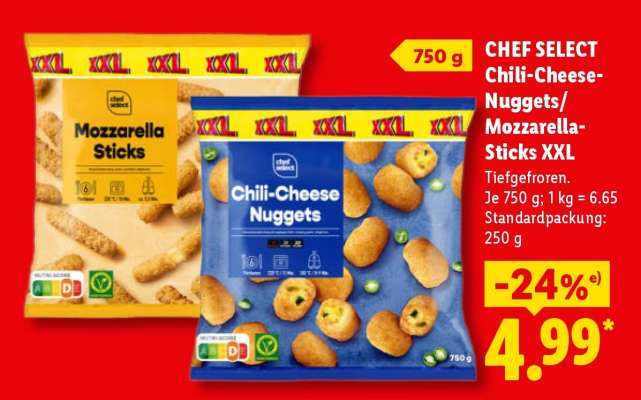 Chef Select Chili-Cheese-Nuggets/Mozzarella-Sticks XXL