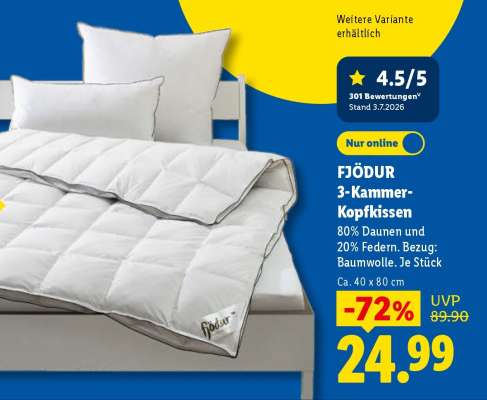 Fjödur 3-Kammer-Kopfkissen