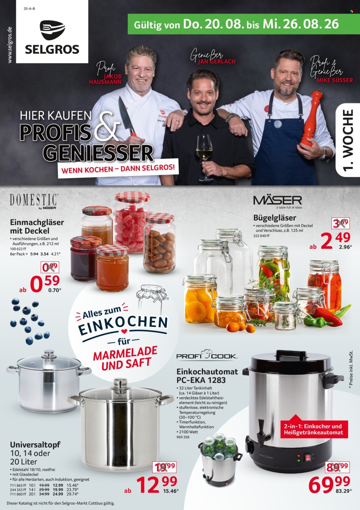 Selgros Prospekte  - 20.08.2026 - 26.08.2026. Seite 1