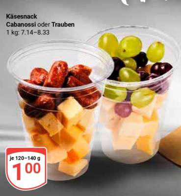 Käsesnack Cabanossi oder Trauben