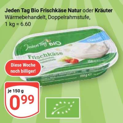 Jeden Tag Bio Frischkäse Natur oder Kräuter