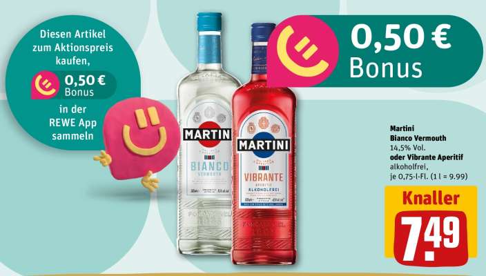 Martini Bianco Vermouth 14,5% Vol. oder Vibrante Aperitif alkoholfrei