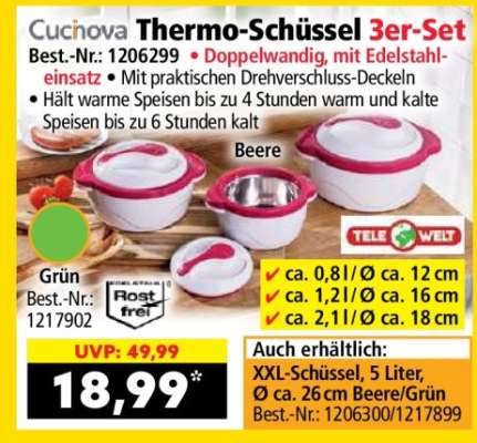 Cucnova Thermo-Schüssel 3er-Set