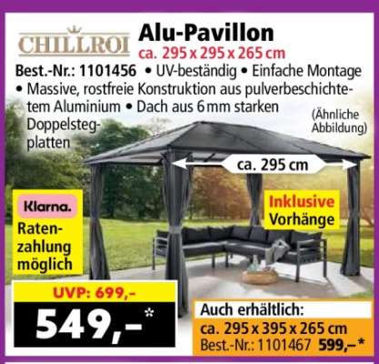 Alu-Pavillon ca. 295 x 295 x 265 cm