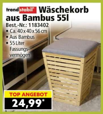 Wäschekorb aus Bambus 55l
