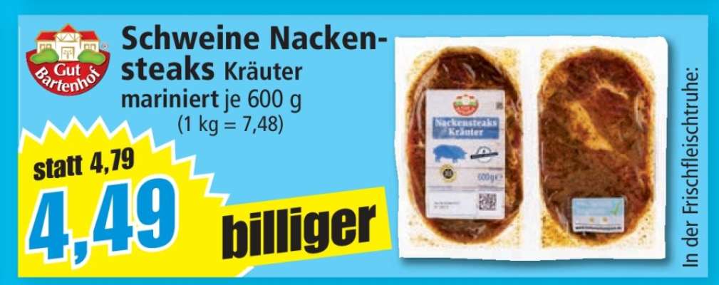 Schweine Nackensteaks Kräuter mariniert je 600 g