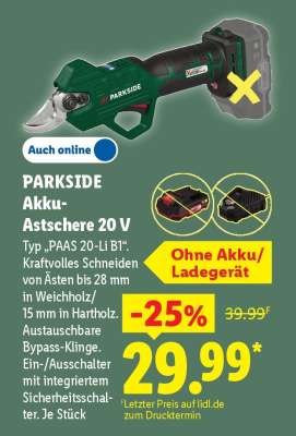 PARKSIDE Akku-Astschere 20 V