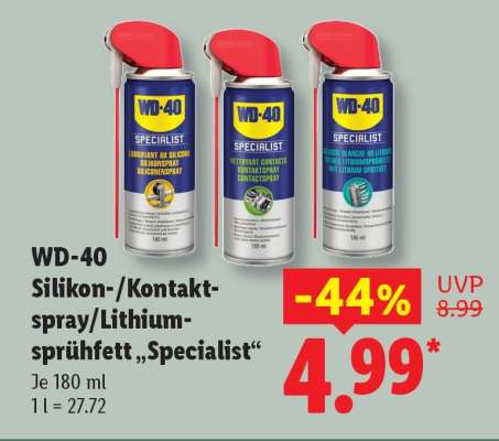 WD-40 Silikon-/Kontaktspray/Lithiumsprühfett „Specialist“