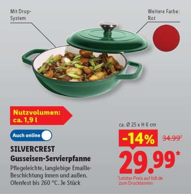 SILVERCREST Gusseisen-Servierpfanne
