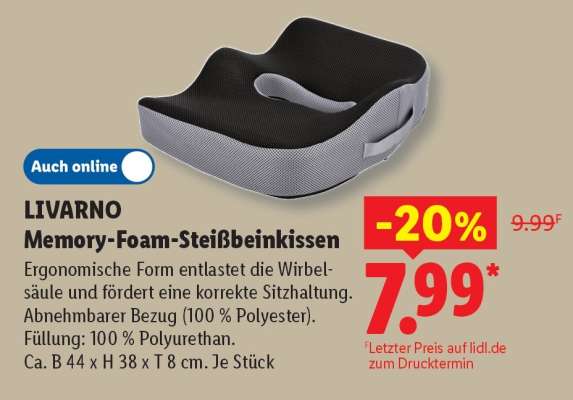 LIVARNO Memory-Foam-Steißbeinkissen
