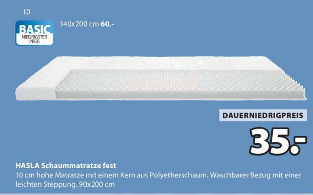 HASLA Schaumstoffmatratze fest
