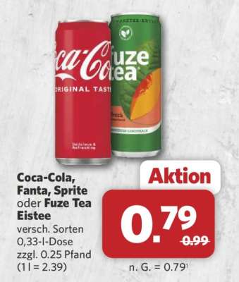 Coca-Cola, Fanta, Sprite oder Fuze Tea Eistee