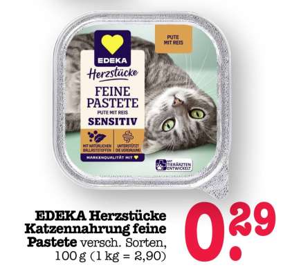 EDEKA Herzstücke Katzennahrung feine Pastete