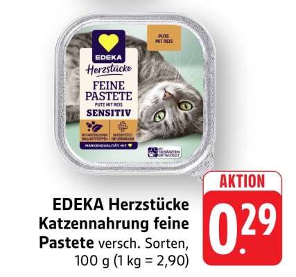 EDEKA Herzstücke Katzennahrung feine Pastete