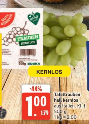 Tafeltrauben hell kernlos