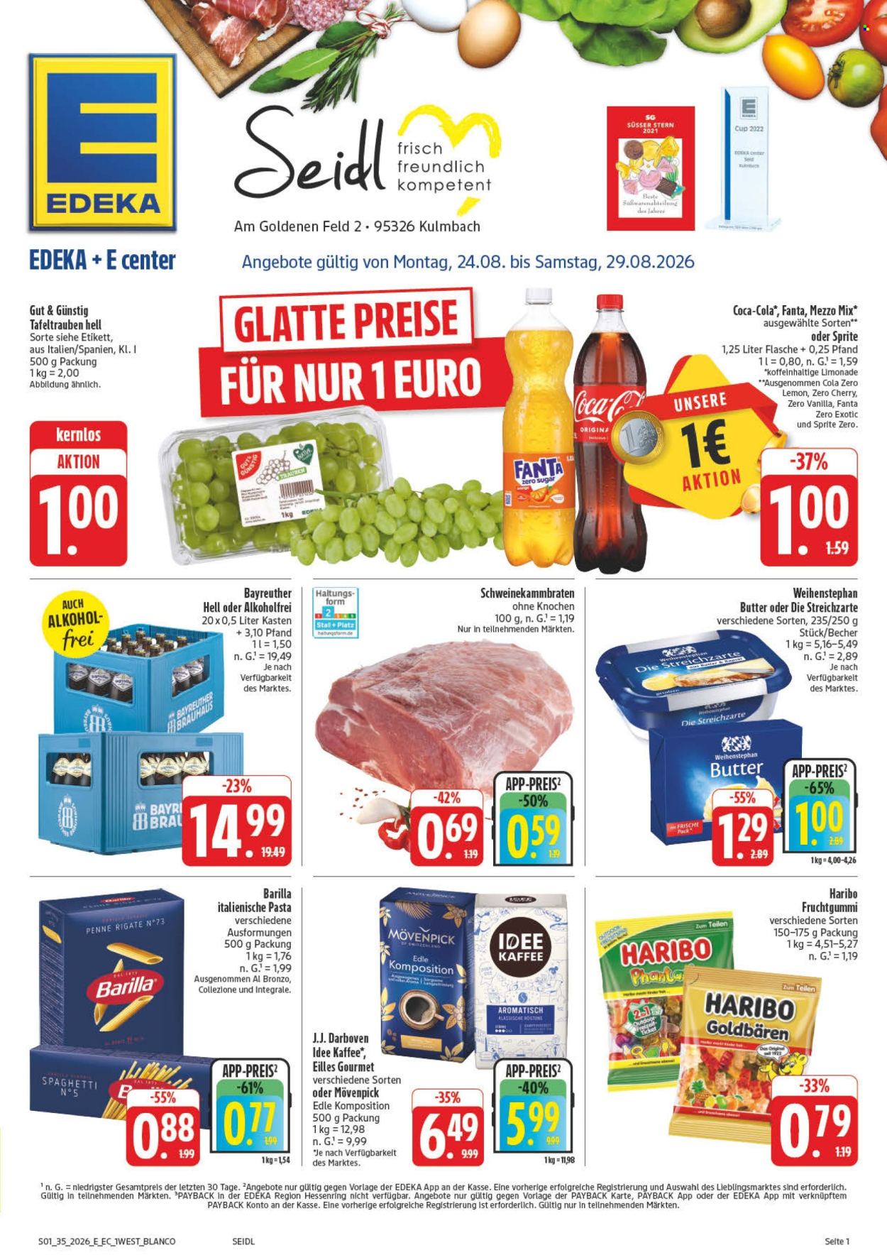 E center Prospekte  - 24.08.2026 - 29.08.2026. Seite 1