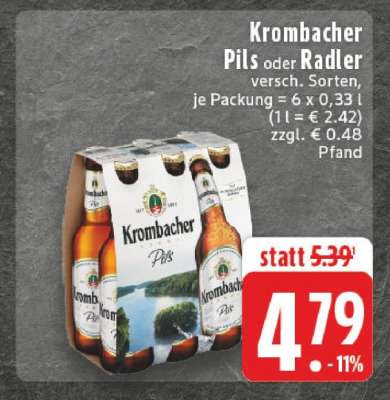 Krombacher Pils oder Radler