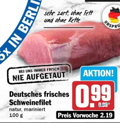 Deutsches frisches Schweinefilet