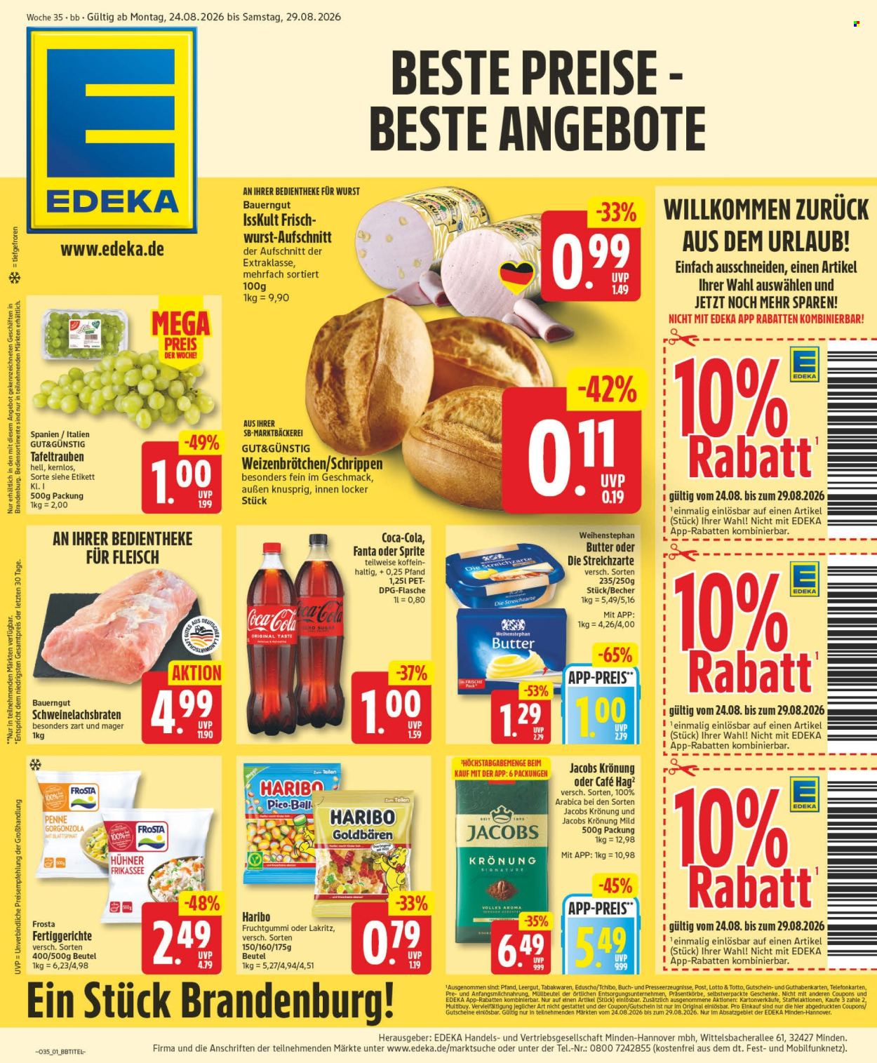 Edeka Prospekte  - 24.08.2026 - 29.08.2026. Seite 1