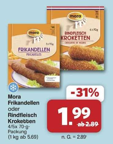 Mora Frikandellen oder Rindfleisch Kroketten