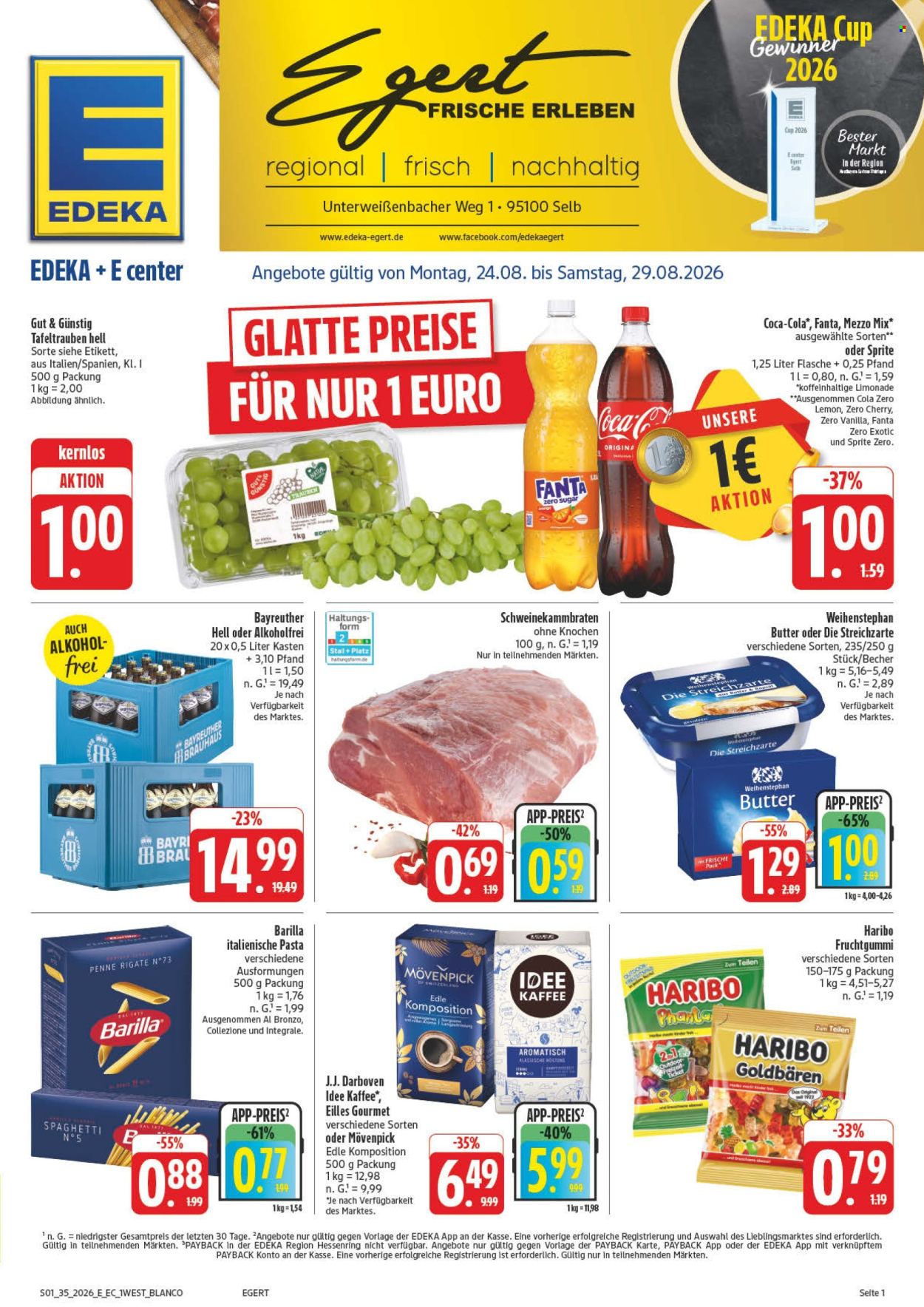 E center Prospekte  - 24.08.2026 - 29.08.2026. Seite 1