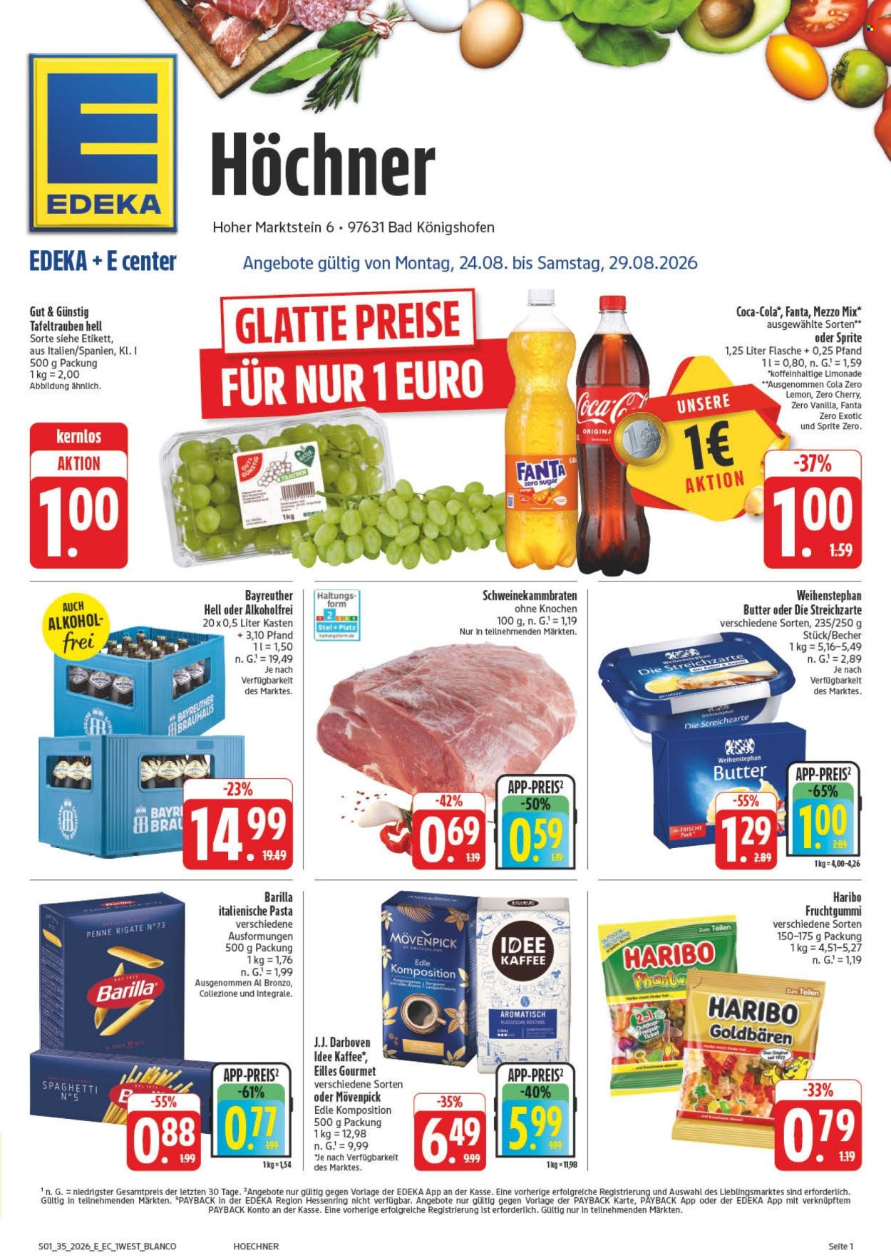 E center Prospekte  - 24.08.2026 - 29.08.2026. Seite 1