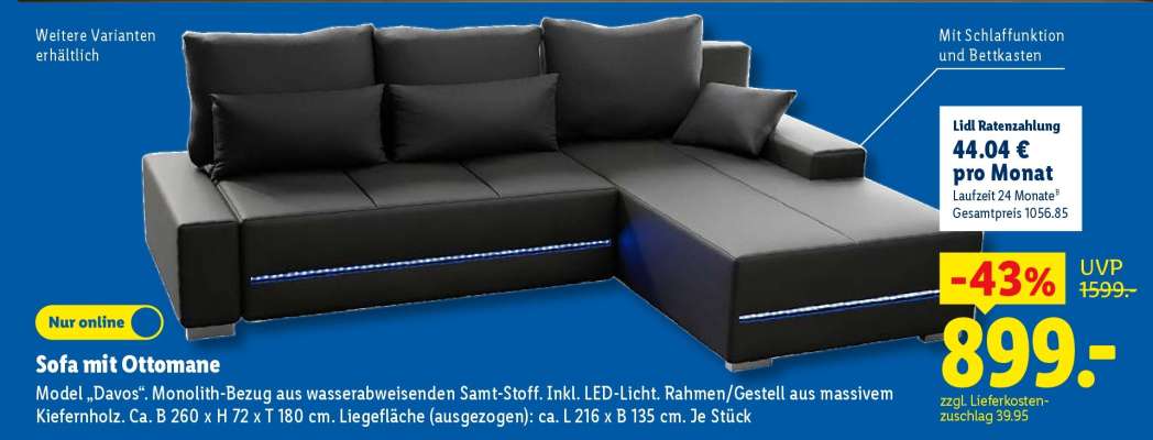 Sofa mit Ottomane