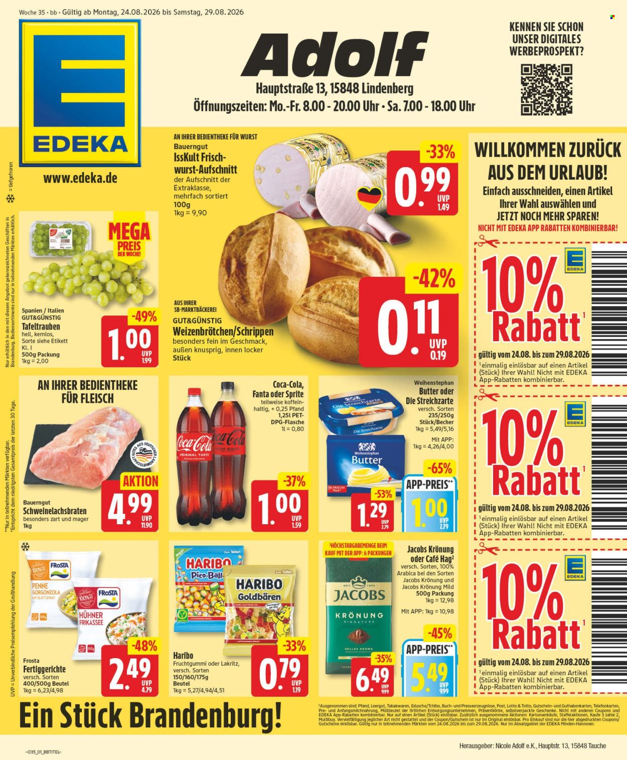 Edeka Prospekte  - 24.08.2026 - 29.08.2026. Seite 1