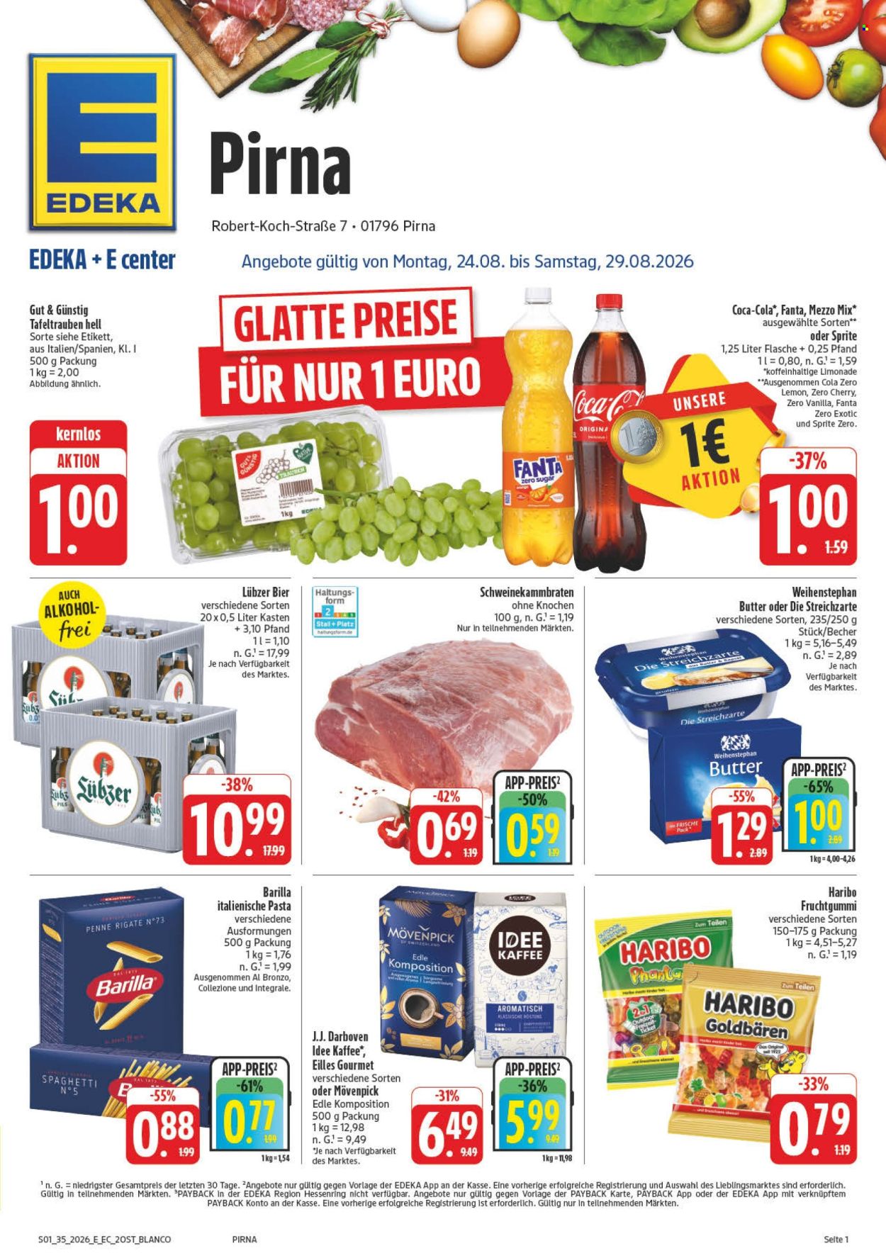 E center Prospekte  - 24.08.2026 - 29.08.2026. Seite 1