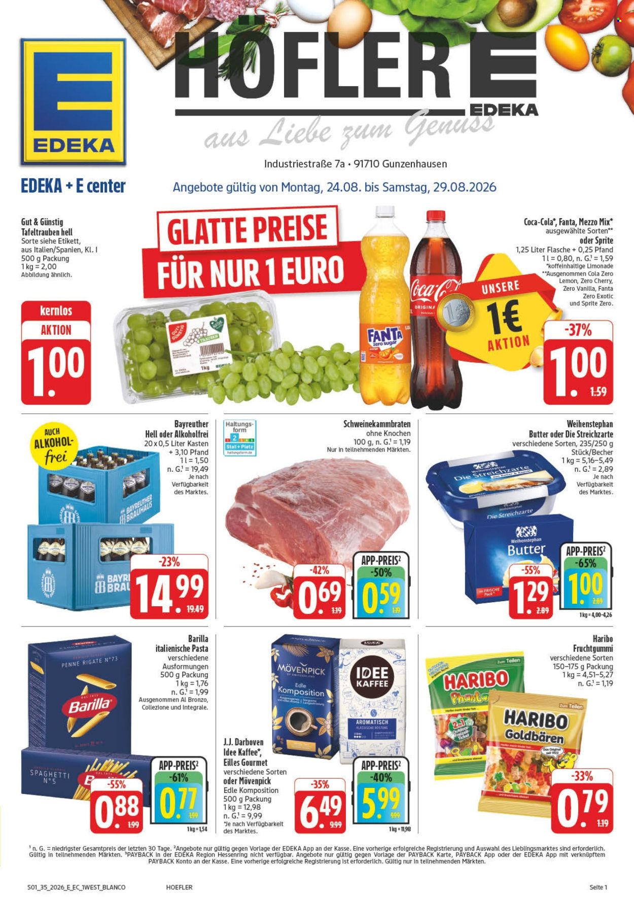 E center Prospekte  - 24.08.2026 - 29.08.2026. Seite 1