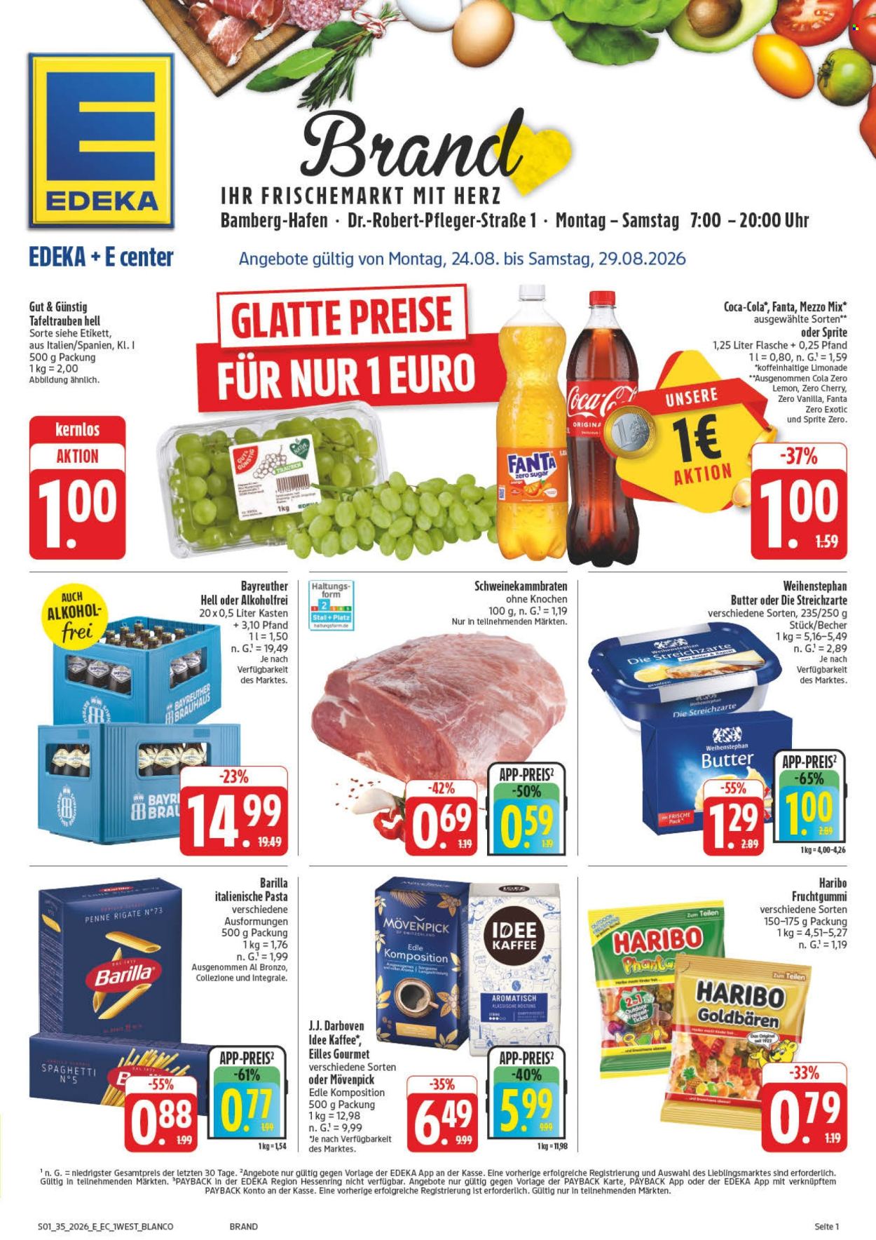 E center Prospekte  - 24.08.2026 - 29.08.2026. Seite 1