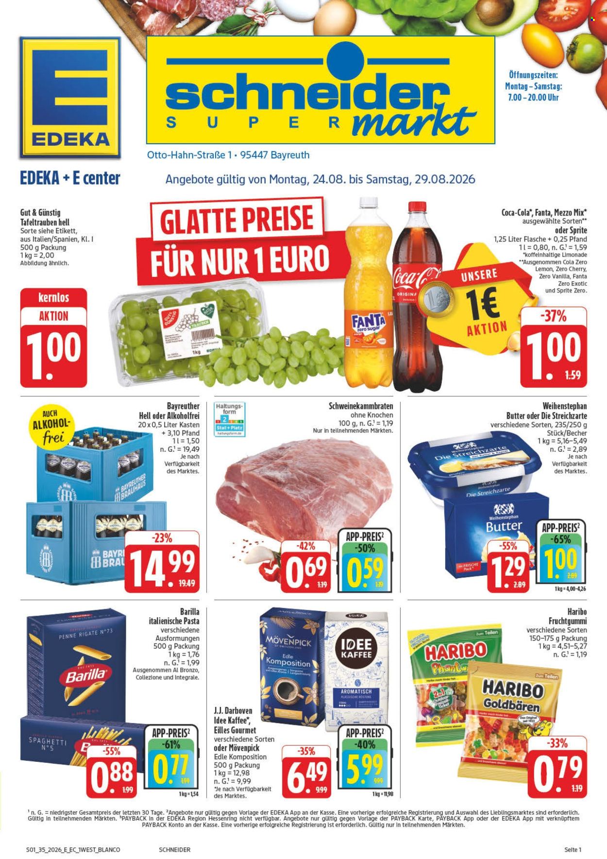 E center Prospekte  - 24.08.2026 - 29.08.2026. Seite 1
