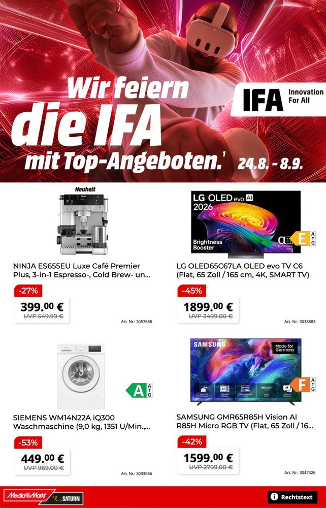 MediaMarkt Prospekte  - 24.08.2026 - 8.09.2026. Seite 1