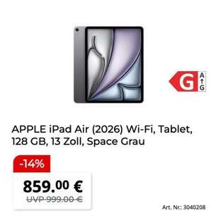 APPLE iPad Air (2026) Wi-Fi, Tablet, 128 GB, 13 Zoll, Space Grau